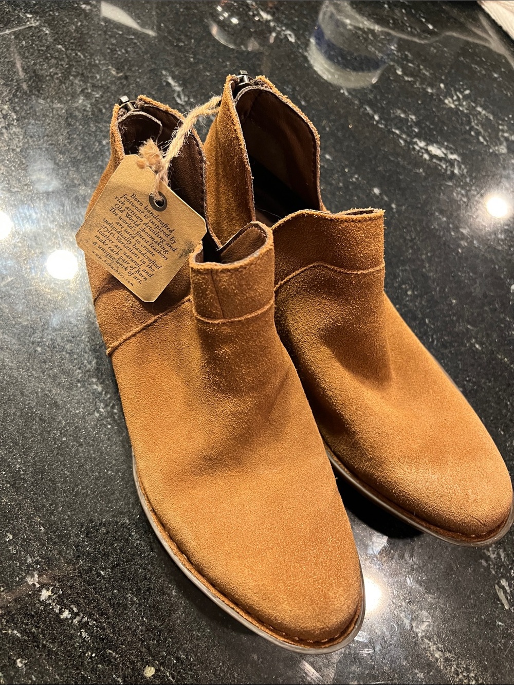 Born Suede Ankle Booties in Cognac